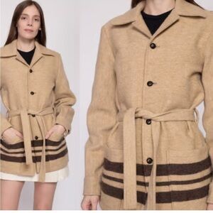 Amana Boho Hippie Wool Blanket Dress Coat Jacket